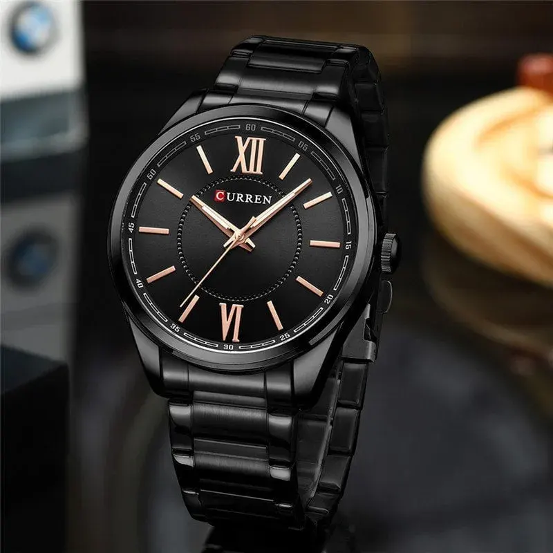 Curren Luxury Black Dial Window Material Men's Watch- 8423